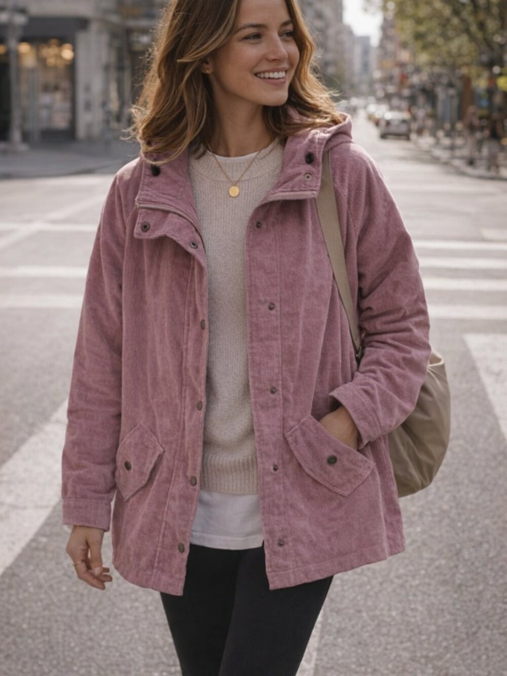 Zaful Pink Corduroy Zip UP Utility Jacket  NWT